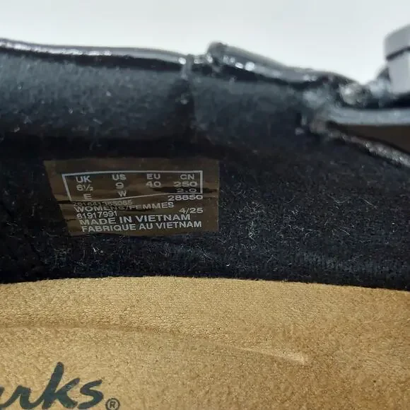 Clarks Collection Women’s Black Patent Leather Comfort Shoes Zip Size 9 Wide NEW - Picture 9 of 14